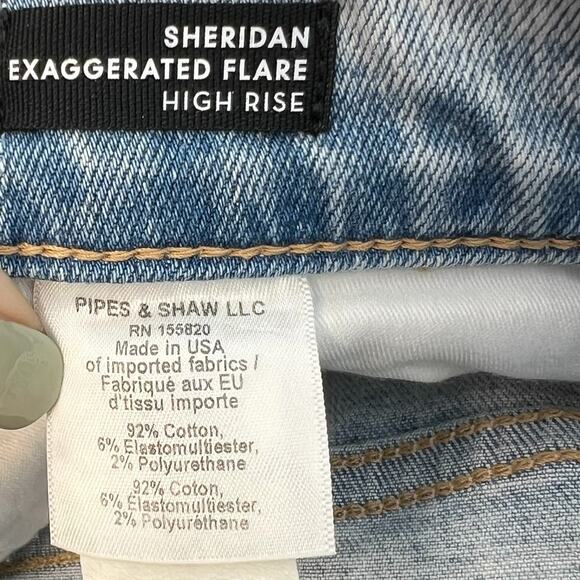 Veronica Beard Sheridan Exaggerated Flare Jeans High Rise Denim Sky Blue Size 15 - Picture 14 of 16